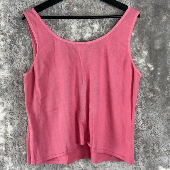 Sigrid Olsen Size XL Beaded Boat Neck Sleeveless Tank Top Pink Pullover Cotton - Picture 4 of 8